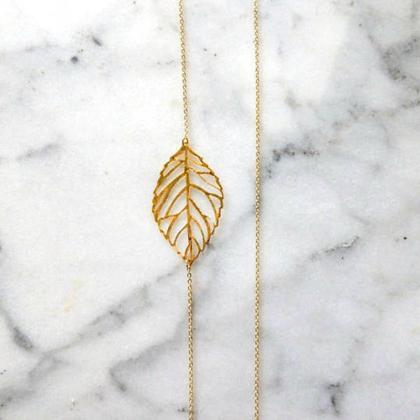 Elegant Gold Silver Leaf Necklace Minimalist..