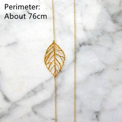 Elegant Gold Silver Leaf Necklace Minimalist..