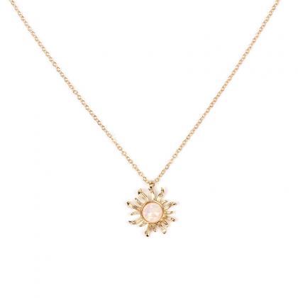 Fashion Silver Gold Sun Flower Pendant Necklace..