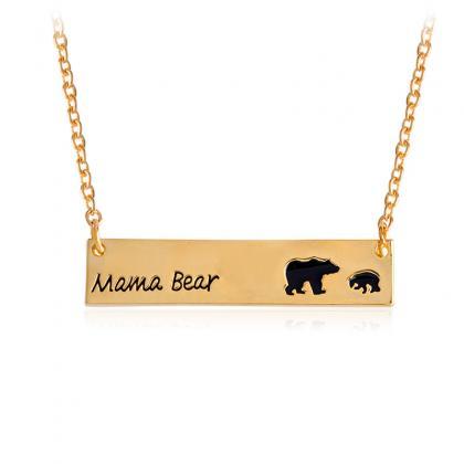 Creative Letters Engraved Mama Bear Pendant..