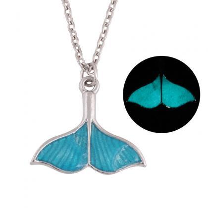 Fashion Luminous Blue Mermaid Fishtail Pendant..