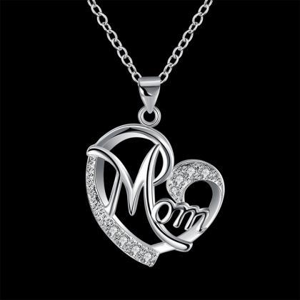 Classic Sweet Mom In Heart Necklace Dazzling..