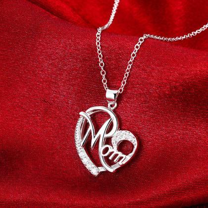 Classic Sweet Mom In Heart Necklace Dazzling..