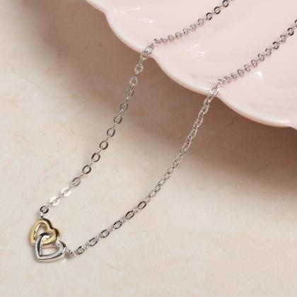 Classic Heart Pendant Necklace Silver Gold Heart..
