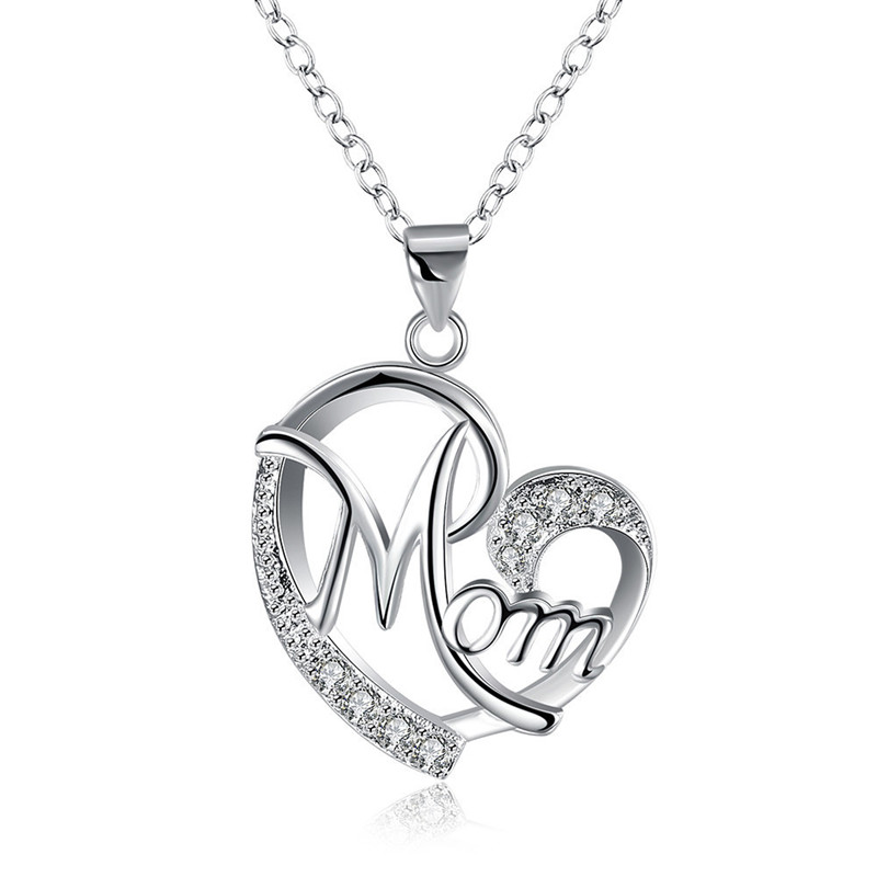 Classic Sweet Mom In Heart Necklace Dazzling Zirconia Pendant Women Necklaces Gift For Mom